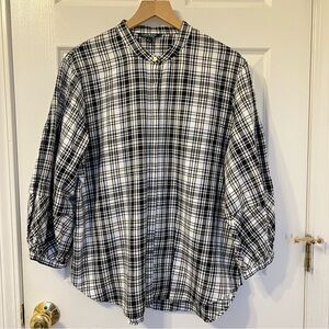 Lauren Ralph Lauren - Women Plaid Puff Sleeve Shirt / Size XL